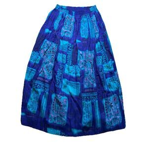 Vintage Maren Paisley Maxi Skirt Size Medium Made in US Boho 80s 90s Purple Blue